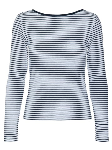 Vero Moda Longsleeve in WeiÃŸ/ Dunkelblau