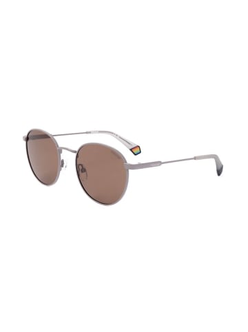 Polaroid Okulary przeciwsłoneczne unisex w kolorze srebrno-jasnobrązowym
