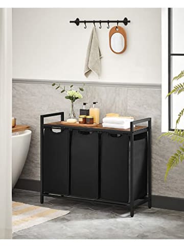 Songmics Wäschekorb in Schwarz/ Braun - (B)92,5 x (H)71 x (T)33 cm