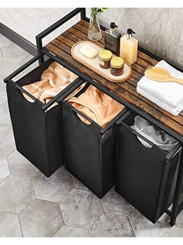 Songmics Wäschekorb in Schwarz/ Braun - (B)92,5 x (H)71 x (T)33 cm