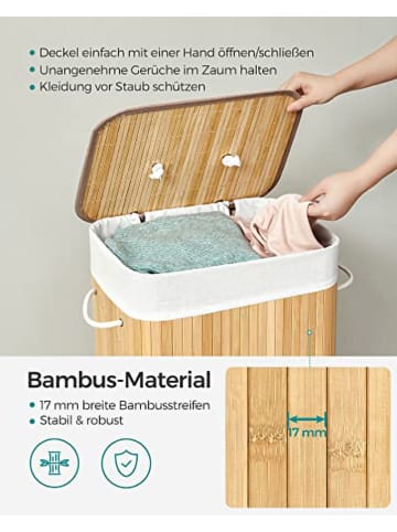 Songmics Wasmand lichtbruin/wit - (B)40 x (H)60 x (D)30 cm
