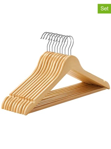 Songmics 10er-Set: Kleiderbügel in Hellbraun/ Silber - (B)44,5 x (H)23 cm