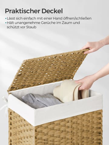 Songmics Wäschekorb in Hellbraun/ Weiß - (B)46 x (H)60 x (T)33 cm