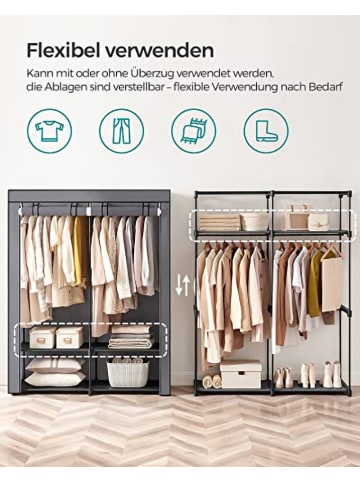 Songmics Kleiderschrank in Grau - (B)140 x (H)174 x (T)43 cm