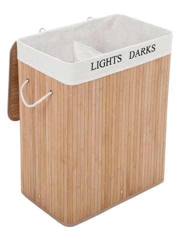 Songmics Wäschekorb in Hellbraun/ Weiß - (B)52 x (H)62,5 x (T)32 cm