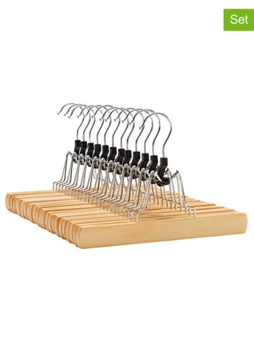 Songmics 12-delige set: kledinghangers lichtbruin/zilverkleurig - (B)25 x (H)17 cm