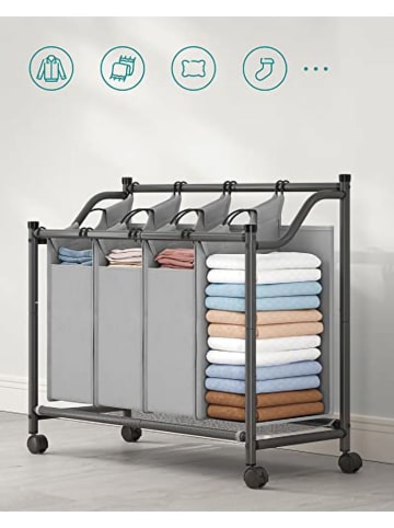 Songmics Wasmand lichtgrijs - (B)87,5 x (H)81 x (D)38,5 cm