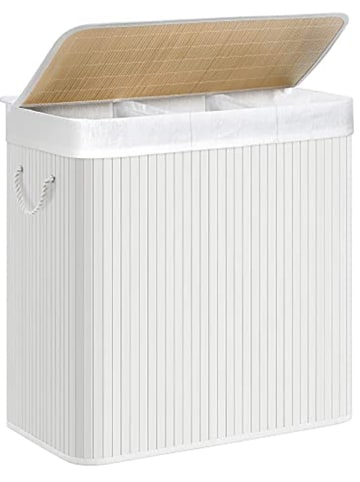 Songmics Wäschekorb in Weiß/ Hellbraun - (B)60 x (H)61,5 x (T)40 cm