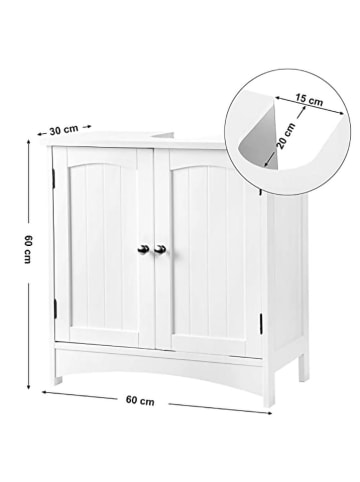 SONGMICS Wastafelonderkast wit - (B)60 x (H)60 x (D)30 cm