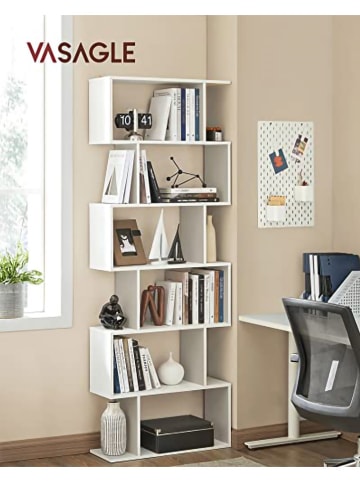 SONGMICS Bücherregal in Weiß - (B)70 x (H)190,5 x (T)24 cm