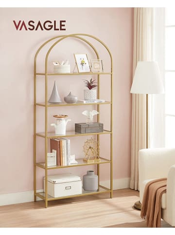 Songmics Staand wandmeubel transparant/goudkleurig- (B)83 x (H)183,5 x (D)30,2 cm
