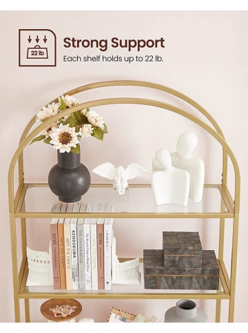 Songmics Staand wandmeubel transparant/goudkleurig- (B)83 x (H)183,5 x (D)30,2 cm