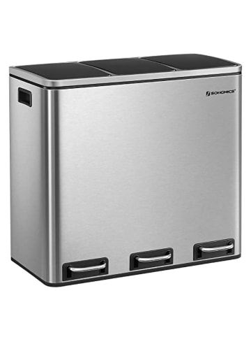 SONGMICS Kosz w kolorze srebrno-czarnym na śmieci - 61 x 55,5 x 31,5 cm