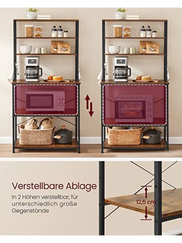 Songmics Küchenregal in Schwarz/ Braun - (B)80 x (H)167 x (T)40 cm