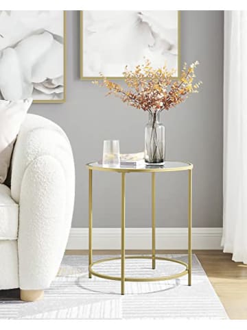 Songmics Beistelltisch in Transparent/ Gold - (H)55 x Ø 50 cm