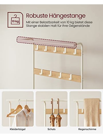 Songmics Standgarderobe in Creme/ Hellbraun - (B)77 x (H)183 x (T)33,7 cm