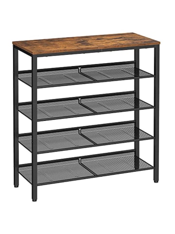 SONGMICS Schoenenkast zwart/bruin - (B)75 x (H)93 x (D)28 cm