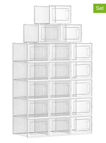 Songmics 18-delige set: schoenenboxen transparant - (B)25 x (H)18,5 x (D)35 cm