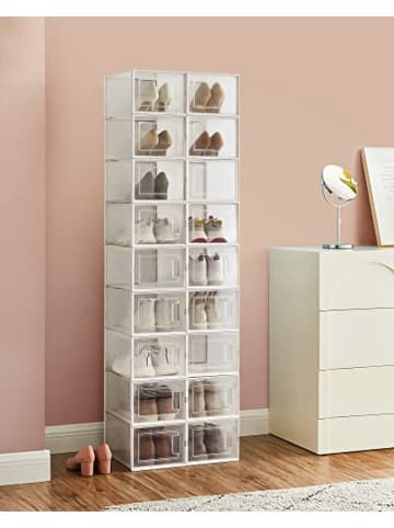 Songmics 18er-Set: Schuhboxen in Transparent - (B)25 x (H)18,5 x (T)35 cm