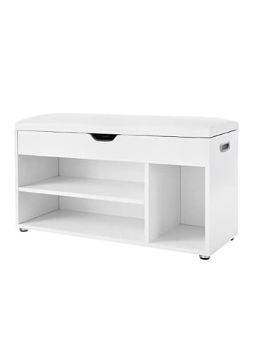 Songmics Ławka w kolorze białym na buty - 80 x 44 x 30 cm