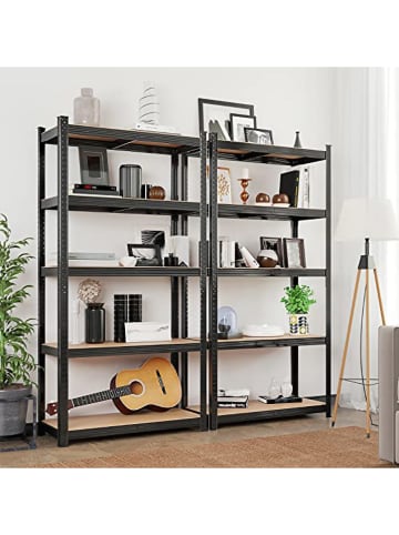 SONGMICS Staande kast zwart/lichtbruin - (B)90 x (H)180 x (D)40 cm