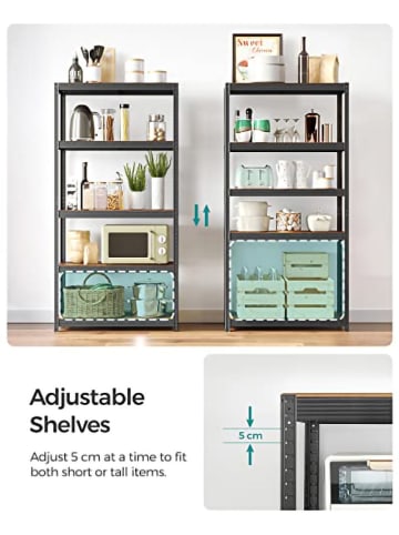 Songmics Standregal in Schwarz/ Braun - (B)90 x (H)180 x (T)40 cm