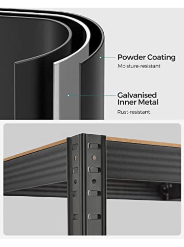 Songmics Standregal in Schwarz/ Braun - (B)90 x (H)180 x (T)40 cm