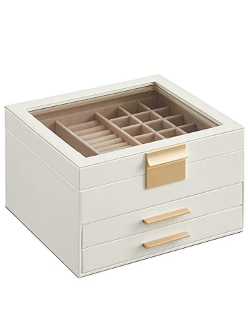 Songmics Szkatułka w kolorze złoto-białym - 23,1 x 13,5 x 20,3 cm