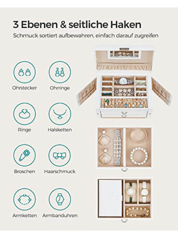 SONGMICS Sieradenkastje wit/beige - (B)26 x (H)17 x (D)18 cm