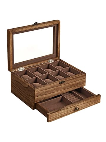 Songmics Uhrkästchen in Braun - (B)27 x (H)13 x (T)20 cm