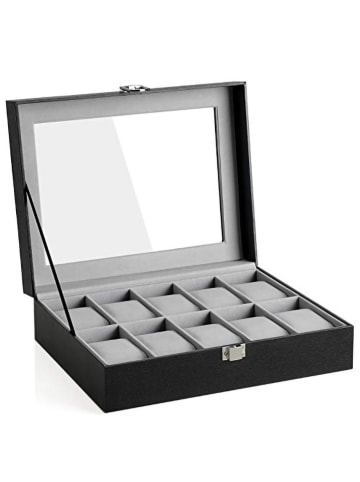 Songmics Uhrkästchen in Schwarz - (B)25,5 x (H)7,8 x (T)20,2 cm