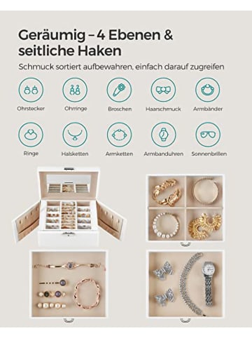 SONGMICS Sieradenkastje wit/beige - (B)22,5 x (H)16,5 x (D)17,5 cm
