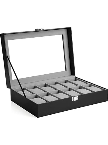 Songmics Uhrkästchen in Schwarz - (B)30 x (H)8,5 x (T)21 cm