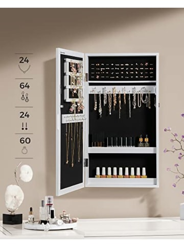 Songmics Lustro ścienne w kolorze białym - 37 x 67 x 10,5 cm