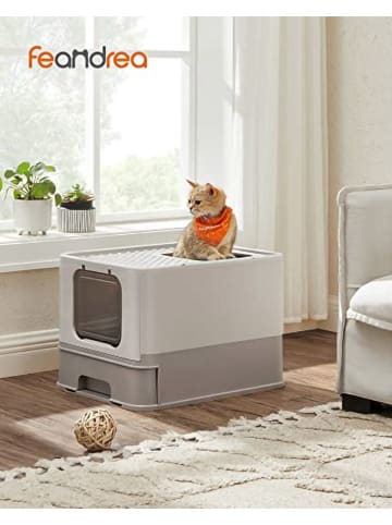 SONGMICS Katzentoilette in Hellgrau - (B)42,5 x (H)37,8 x (T)54,3 cm