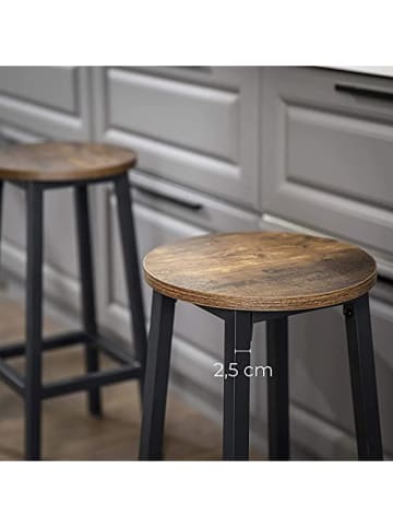 Songmics 2er-Set: Barhocker in Schwarz/ Braun - (B)30 x (H)65 x (T)30 cm