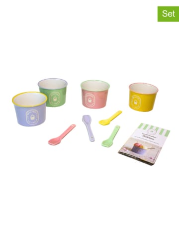 Ard'time 9tlg. Set: Eisbecher mit Löffeln "Gelatéria" in Bunt
