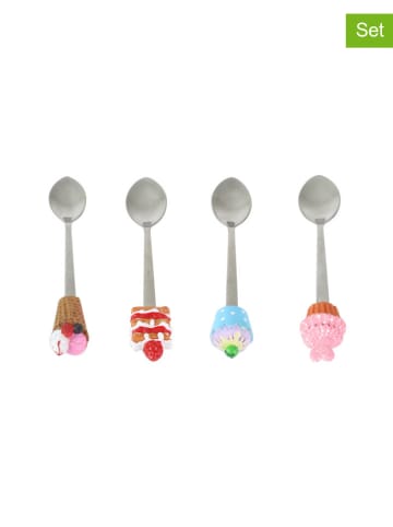 Ard'time 4er-Set: Eislöffeln "Gelatéria" in Silber/ Bunt - (L)21 cm