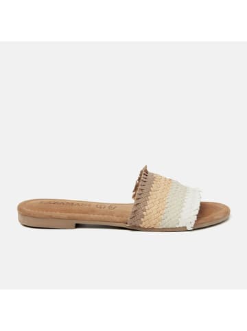 Lazamani Leren slippers beige/wit
