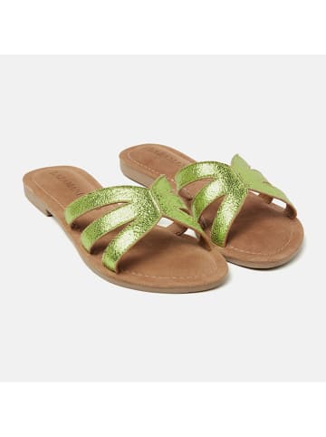 Lazamani Leren slippers groen
