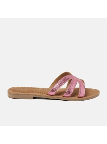 Lazamani Leren slippers roze