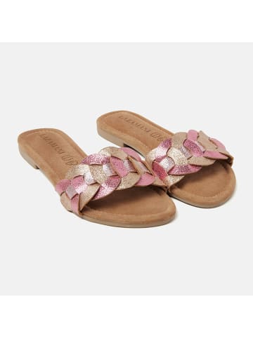 Lazamani Leren slippers lichtroze