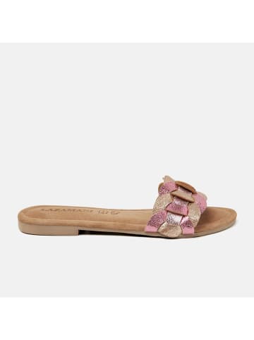 Lazamani Leren slippers lichtroze