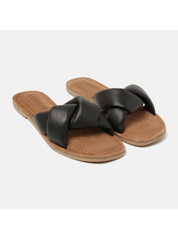 Lazamani Leren slippers zwart