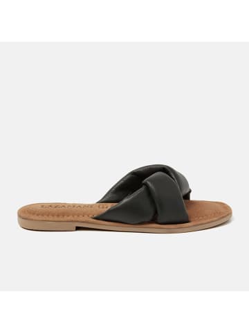 Lazamani Leren slippers zwart
