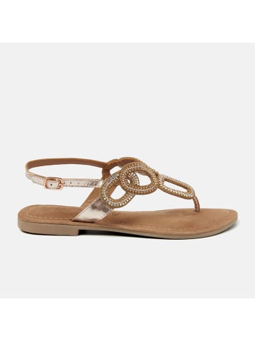 Lazamani Leren teensandalen oranje