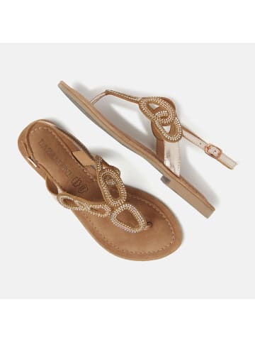 Lazamani Leren teensandalen oranje