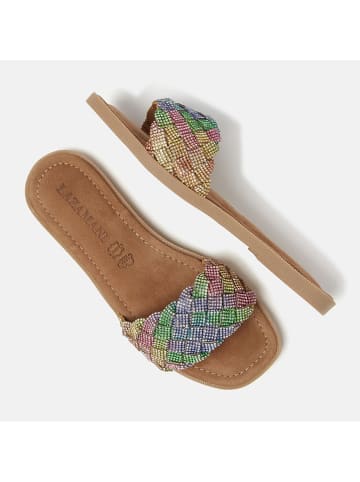 Lazamani Leren slippers meerkleurig