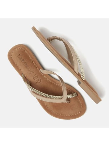 Lazamani Leder-Zehentrenner in Beige