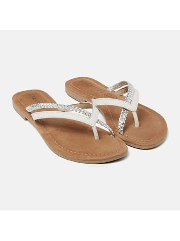 Lazamani Leren teenslippers wit